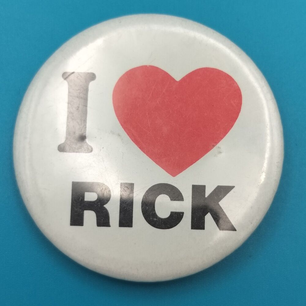 I Love Rick Heart Vintage Pinback Button Pin